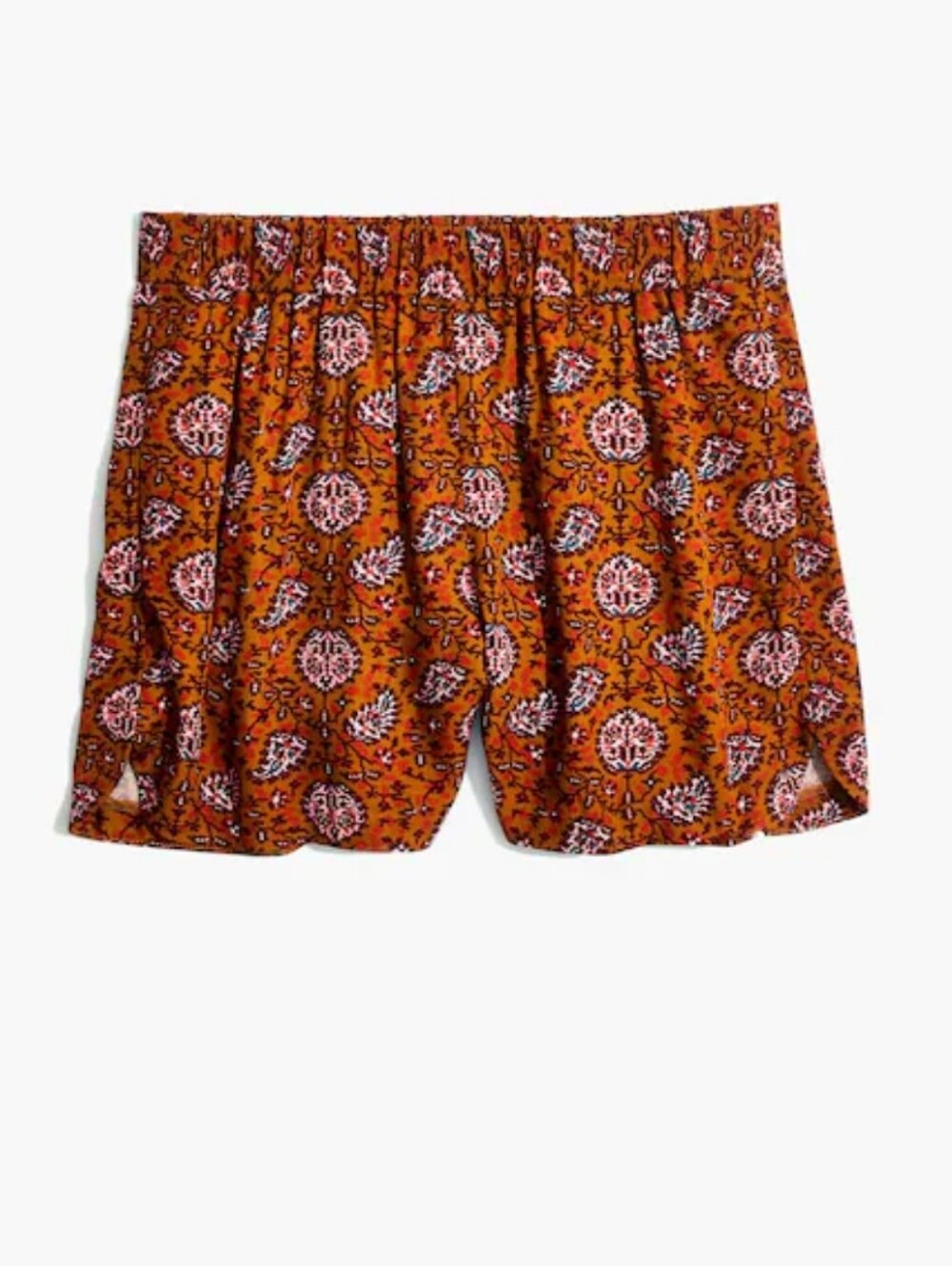Women's M Madewell Shorts Drapey Pull On Warm Paisley Burnt Sienna Brown Pink